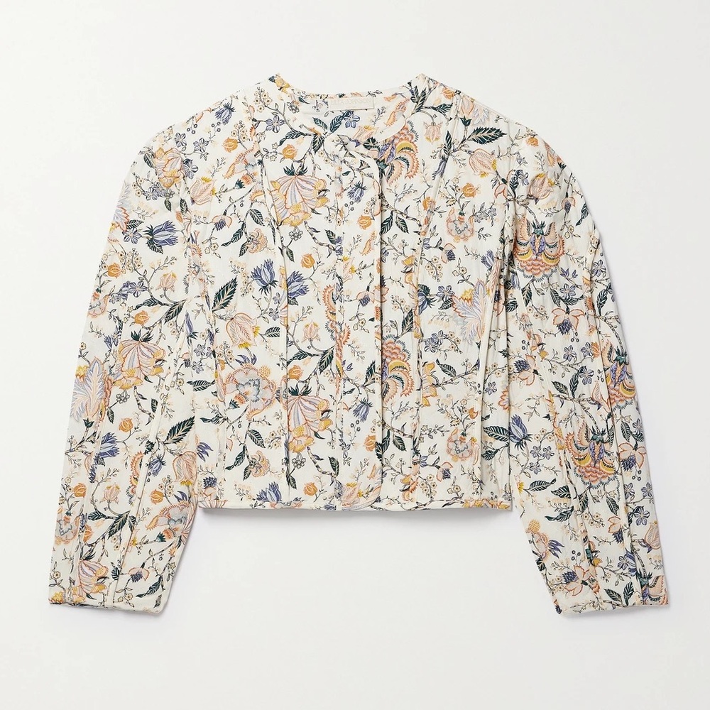 ULLA JOHNSON Dimi Quilted Floral-print Silk Jacket